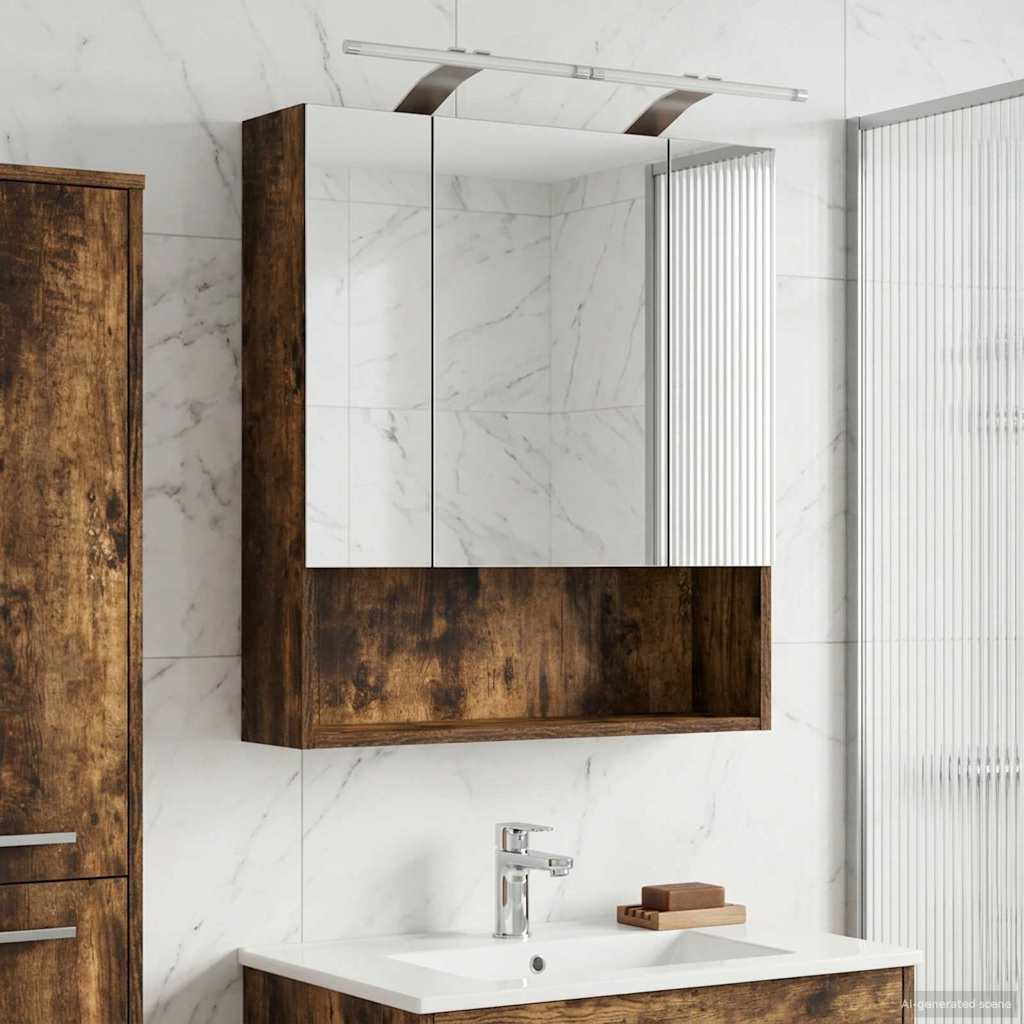 vidaXL Bathroom Mirror Cabinet White 60x14.5x70 cm Engineered Wood