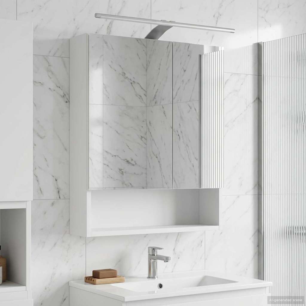 vidaXL Bathroom Mirror Cabinet White 60x14.5x70 cm Engineered Wood