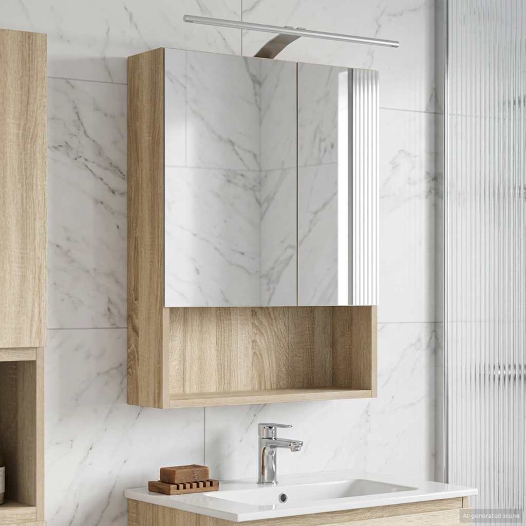 vidaXL Bathroom Mirror Cabinet White 60x14.5x70 cm Engineered Wood