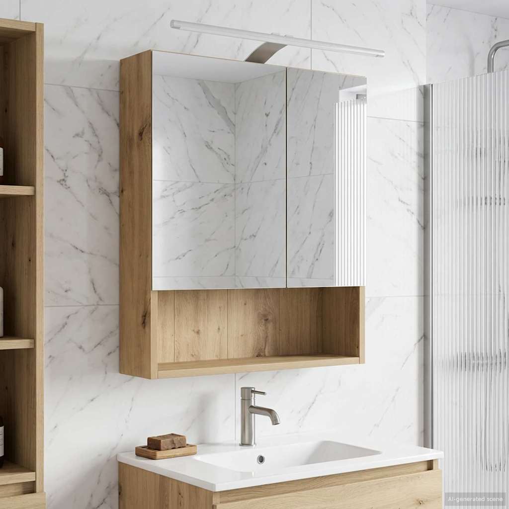 vidaXL Bathroom Mirror Cabinet White 60x14.5x70 cm Engineered Wood