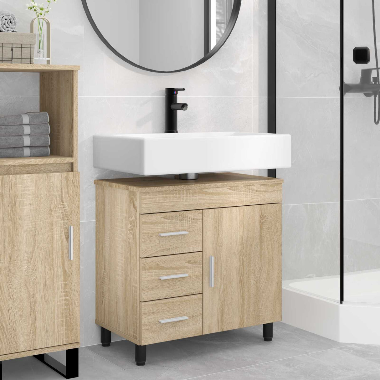 vidaXL Bathroom Vanity Unit White 60 x 35 x 60 cm Engineered Wood