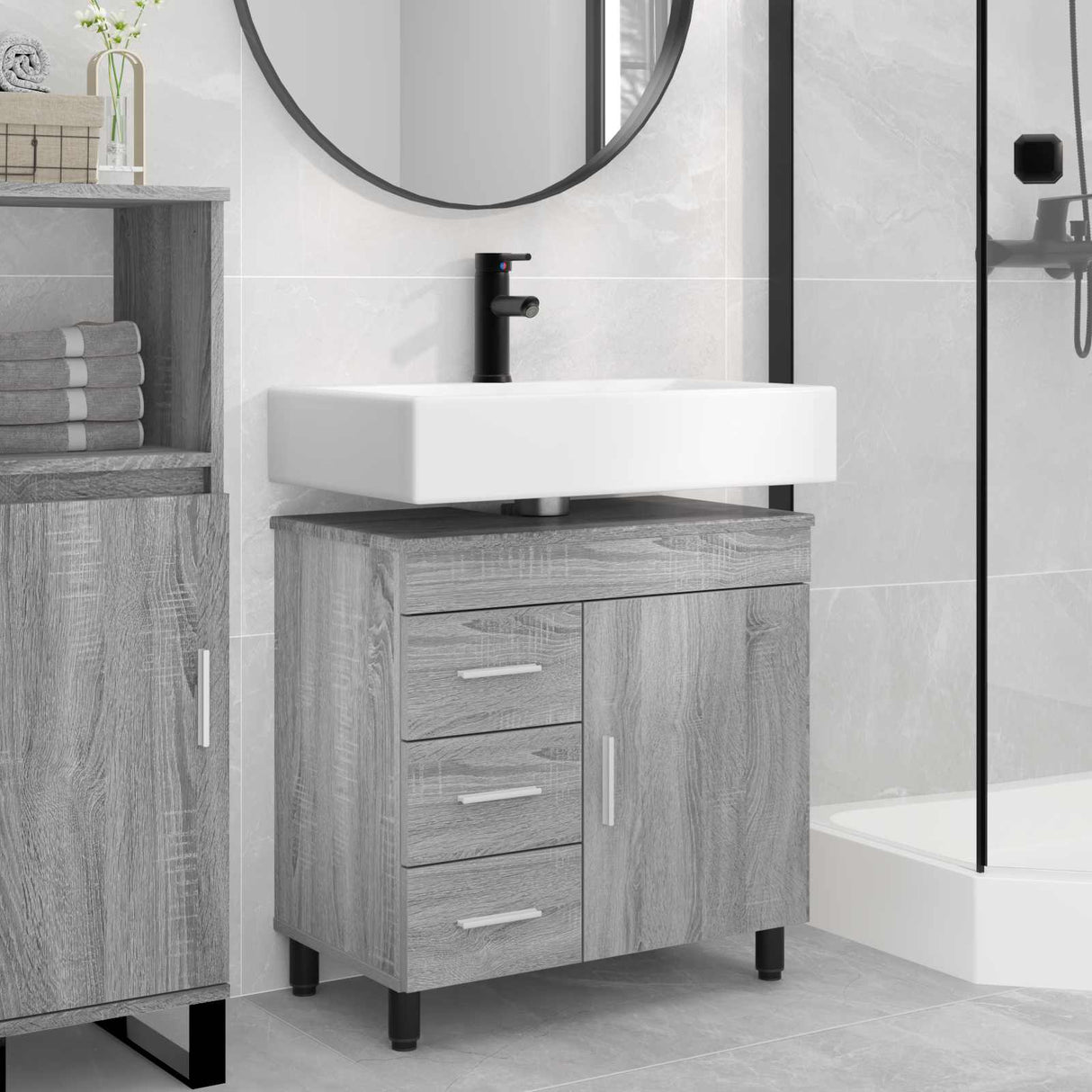 vidaXL Bathroom Vanity Unit White 60 x 35 x 60 cm Engineered Wood