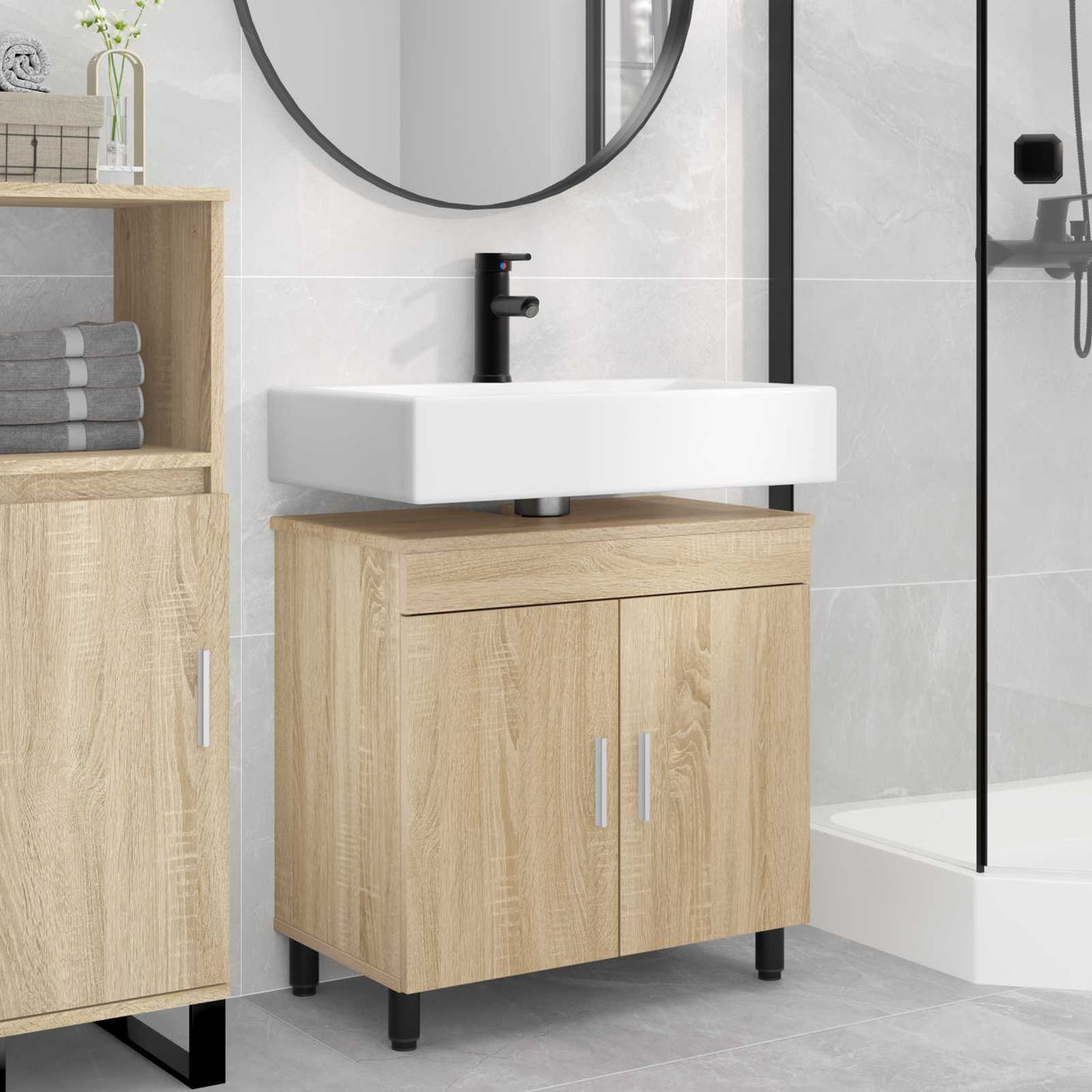 vidaXL Badkamer vaniteitsunit Wit 60 x 35 x 60 cm Bewerkt hout