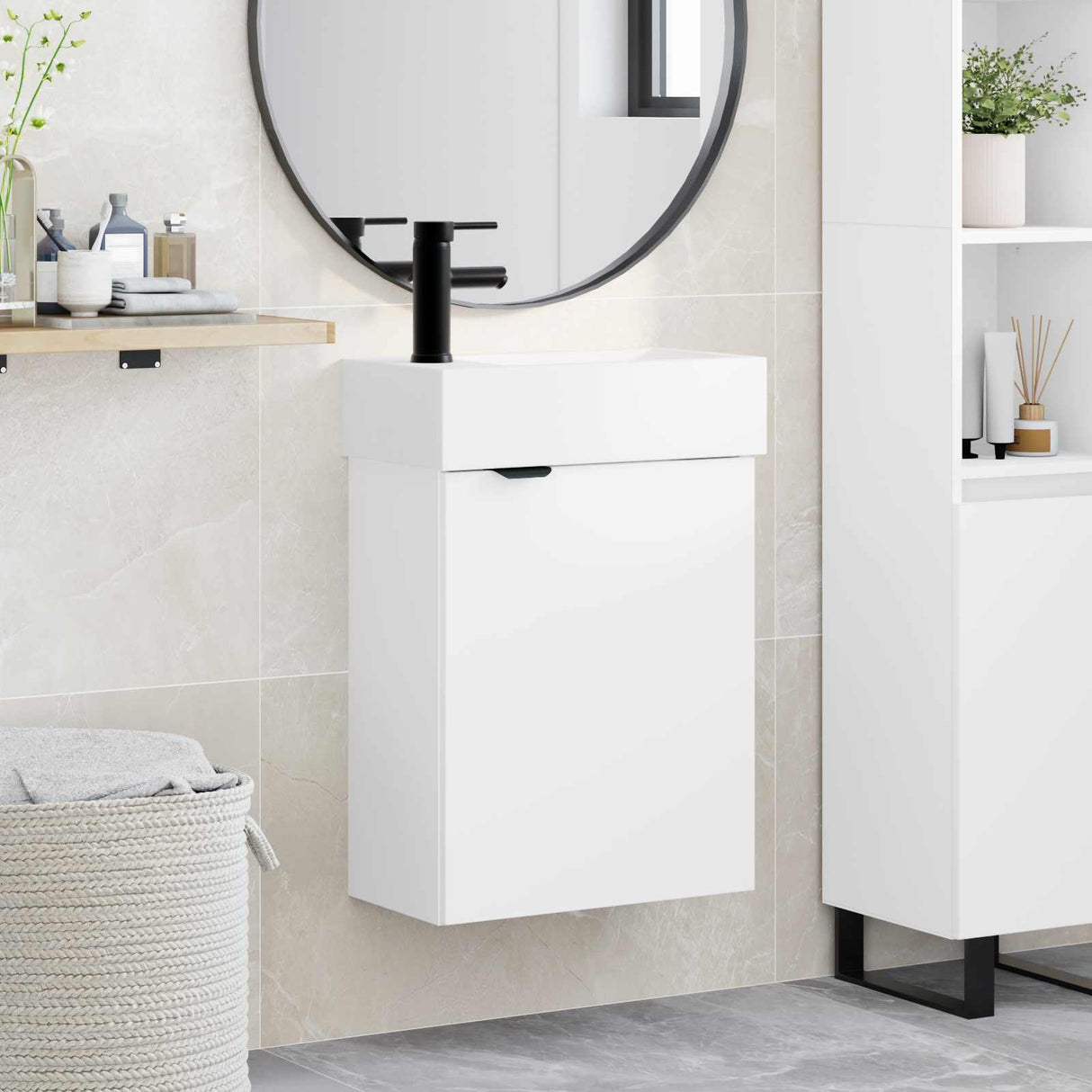 vidaXL Badkamermeubel met kraan Wit 45,5 x 22,5 x 84 cm
