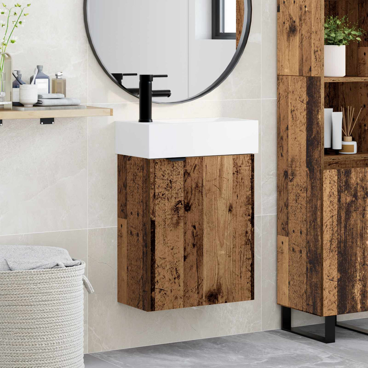 vidaXL Badkamermeubel met kraan Wit 45,5 x 22,5 x 84 cm