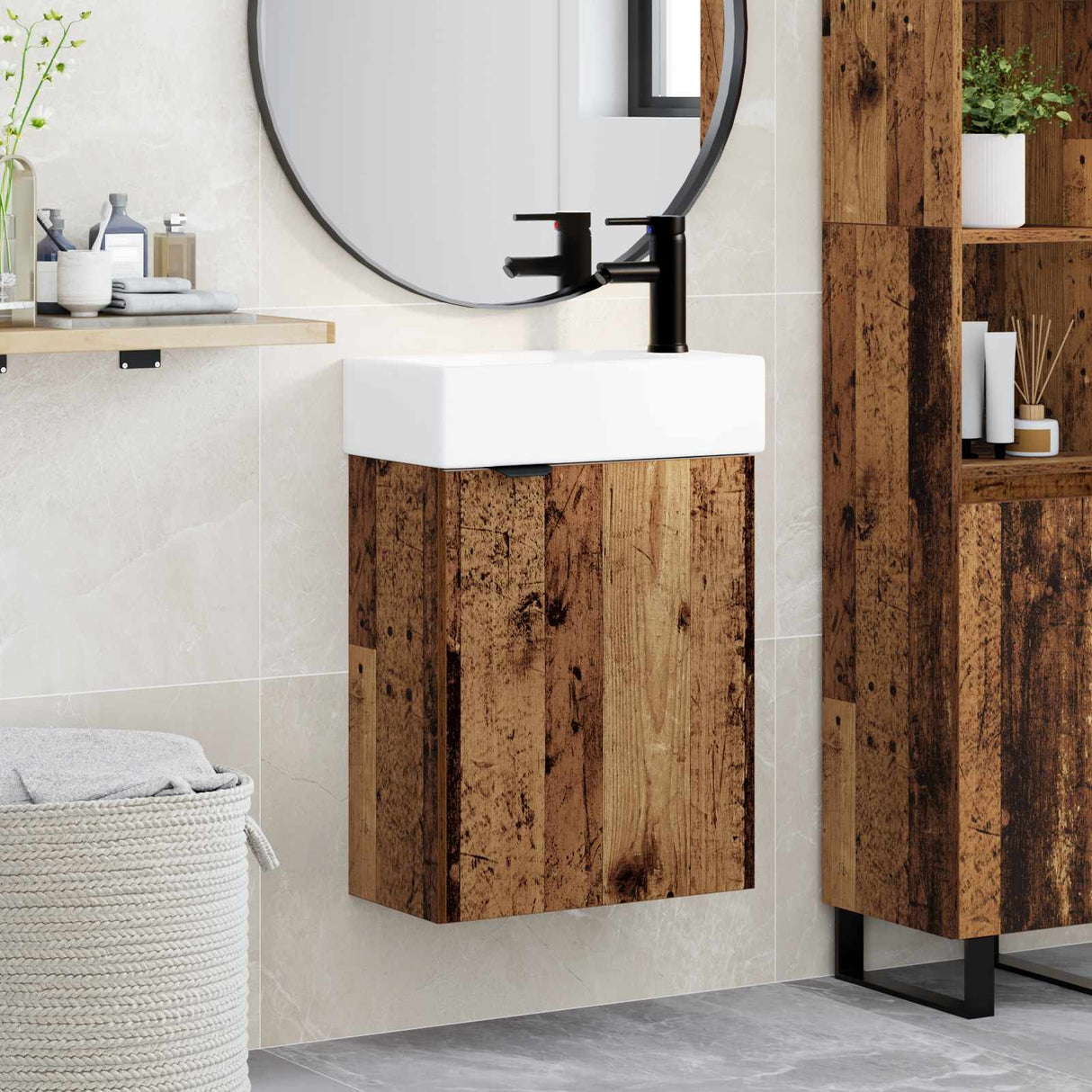 vidaXL Badkamermeubel met kraan Wit 45,5 x 22,5 x 84 cm