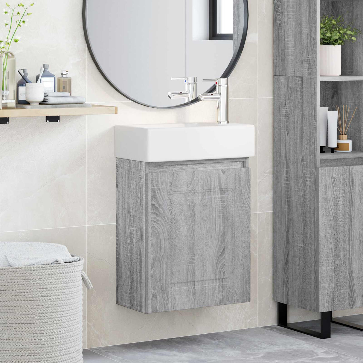vidaXL Badkamermeubel met kraan Wit 45,5 x 22,5 x 84 cm