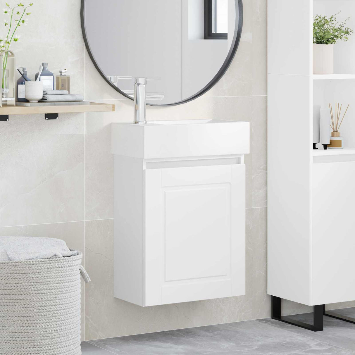 vidaXL Badkamermeubel met kraan Wit 45,5 x 22,5 x 84 cm
