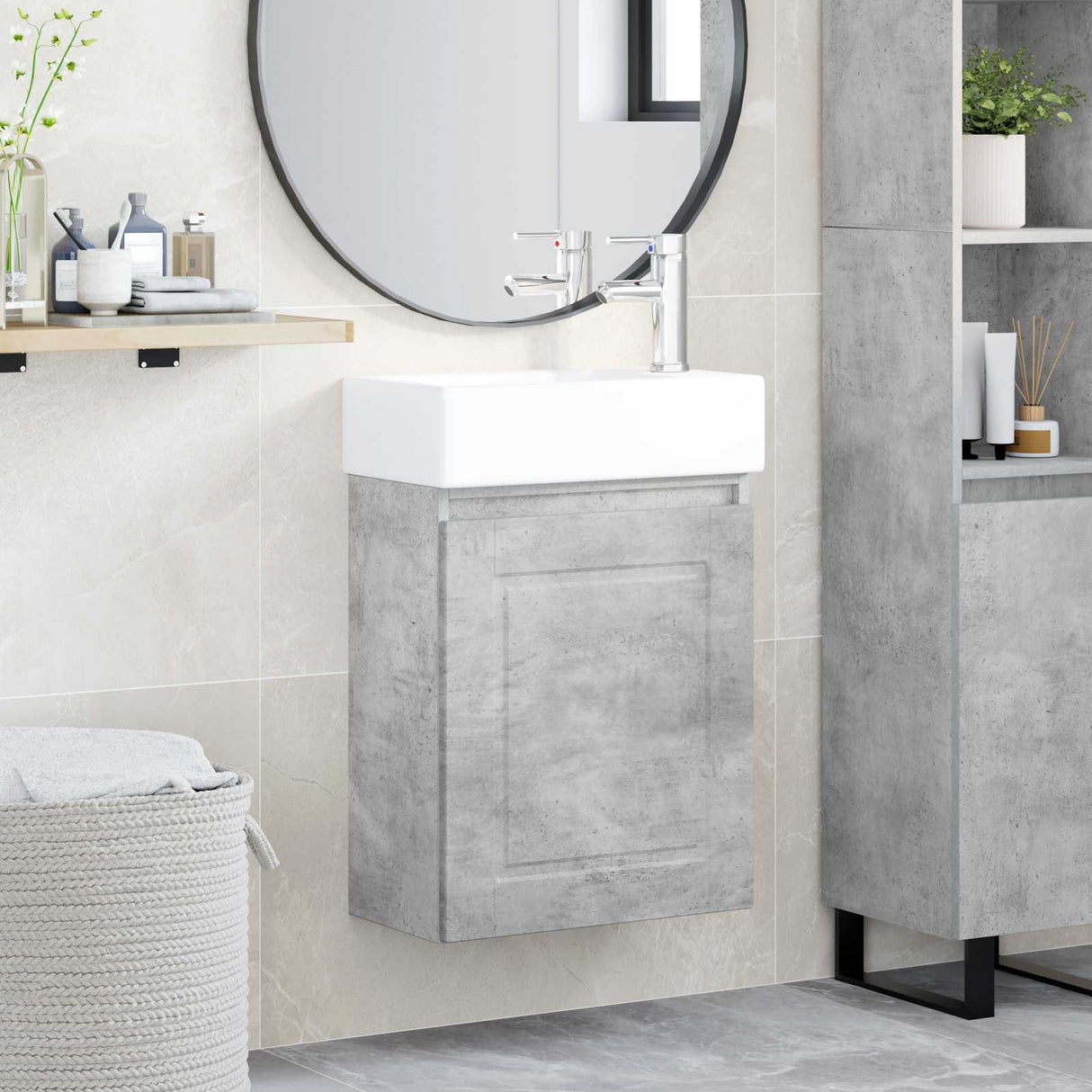 vidaXL Badkamermeubel met kraan Wit 45,5 x 22,5 x 84 cm