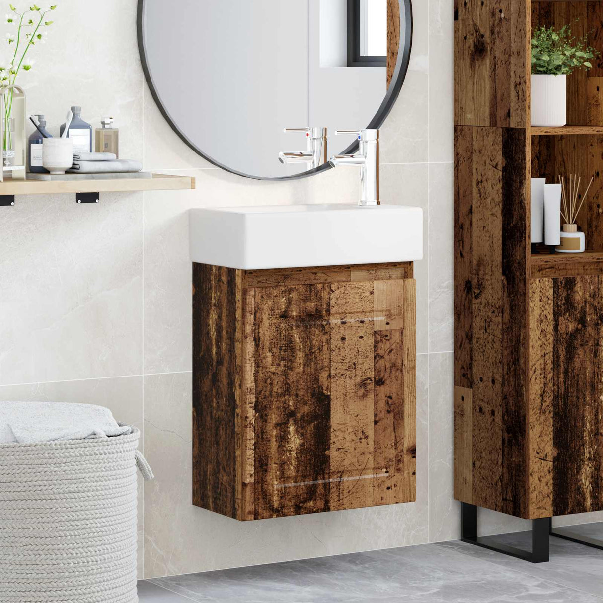 vidaXL Badkamermeubel met kraan Wit 45,5 x 22,5 x 84 cm