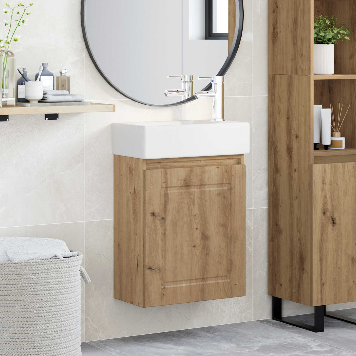 vidaXL Badkamermeubel met kraan Wit 45,5 x 22,5 x 84 cm