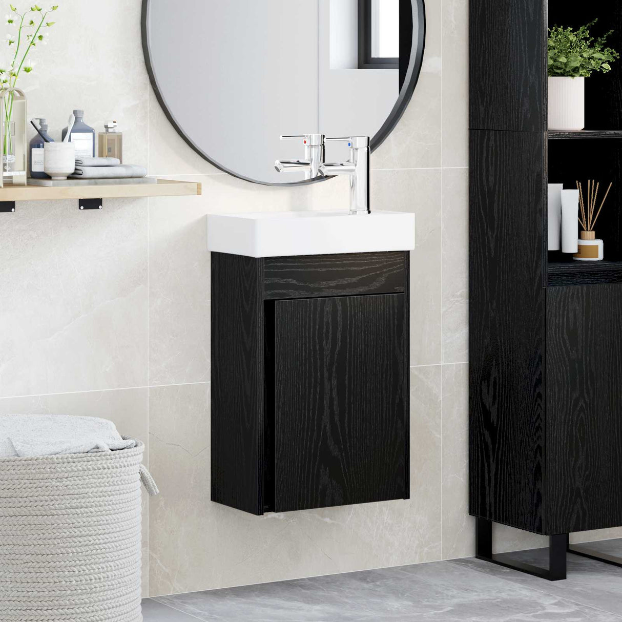 vidaXL Bathroom Cabinet with Faucet White 40.5 x 22.5 x 62 cm
