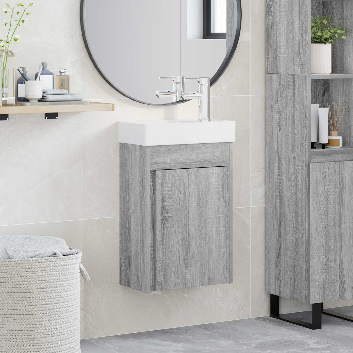 vidaXL Bathroom Cabinet with Faucet White 40.5 x 22.5 x 62 cm