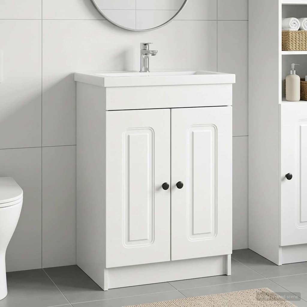 vidaXL Badkamer onder Wastafel Kast Wit 56 x 37,5 x 81 cm Bewerkt hout