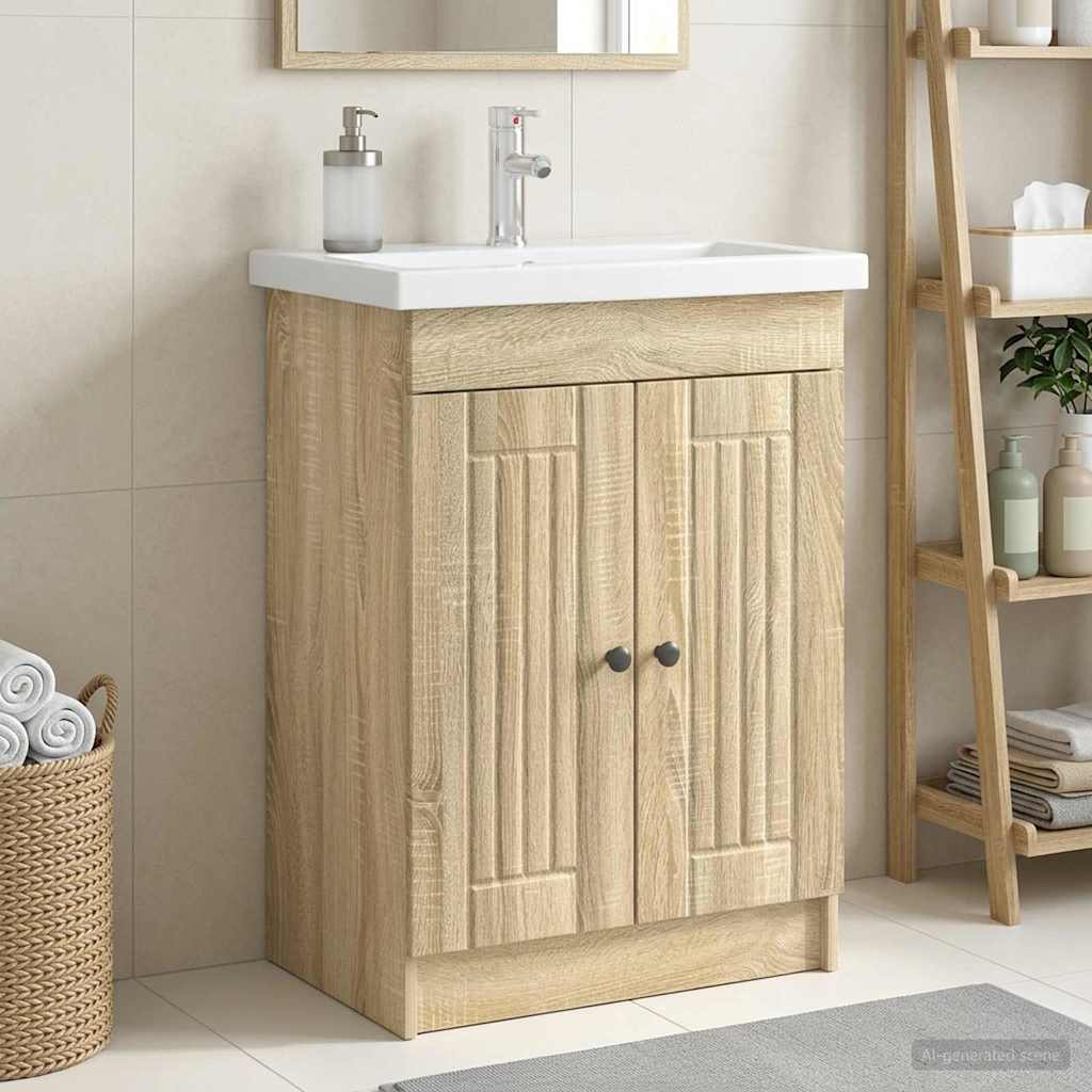 vidaXL Badkamer onder Wastafel Kast Wit 56 x 37,5 x 81 cm Bewerkt hout