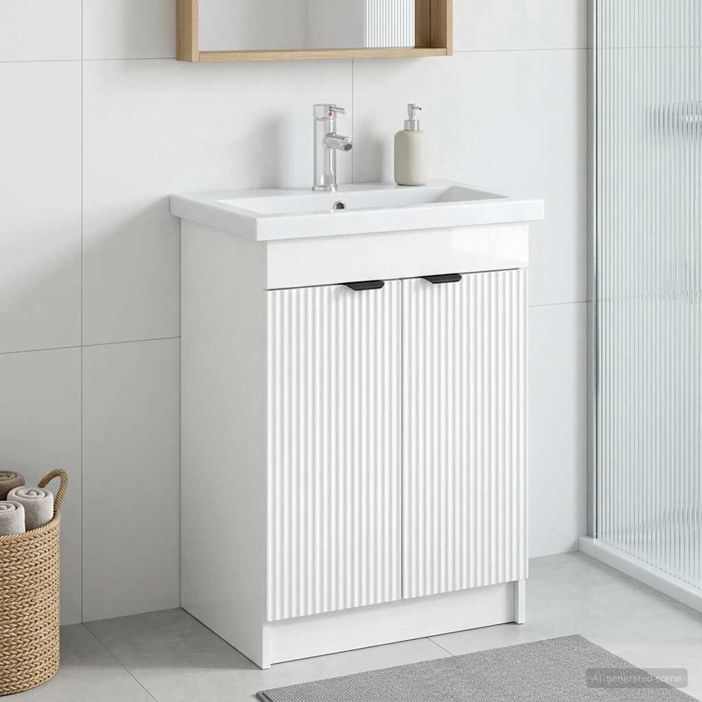 vidaXL Badkamer onder Wastafel Kast Wit 56 x 37,5 x 81 cm Bewerkt hout