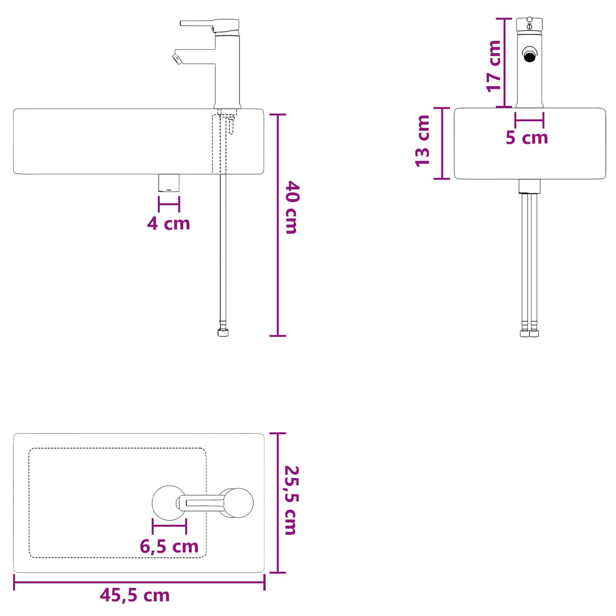 vidaXL Badwasbak Chroom 45,5 x 25,5 x 13 cm Metaal