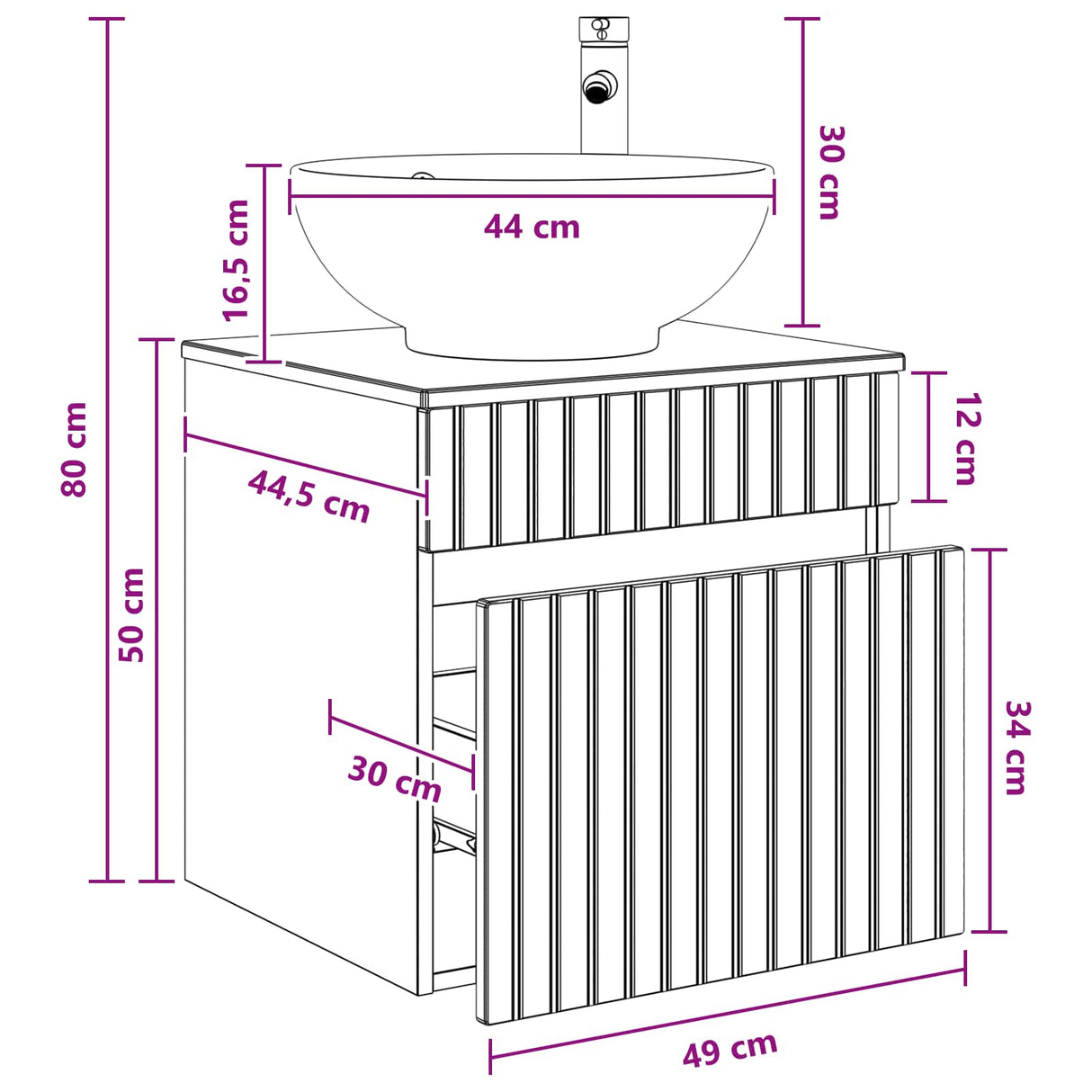 vidaXL Wall-mounted Washbasin Cabinet White 49 x 44.5 x 66.5 cm