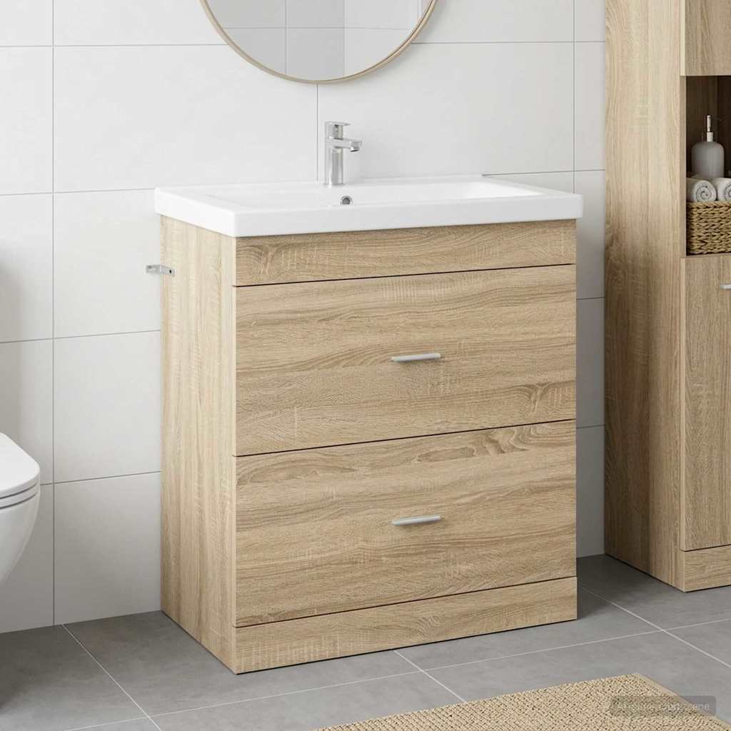 vidaXL Badkamer Onder Het Wastafel Kast Wit 56 x 37,5 x 81 cm