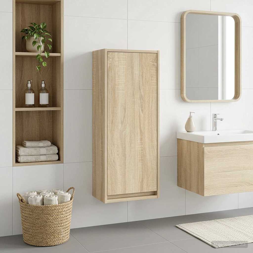 vidaXL Wandgemonteerde wastafelmeubel Wit 35 x 20 x 81 cm Bewerkt hout