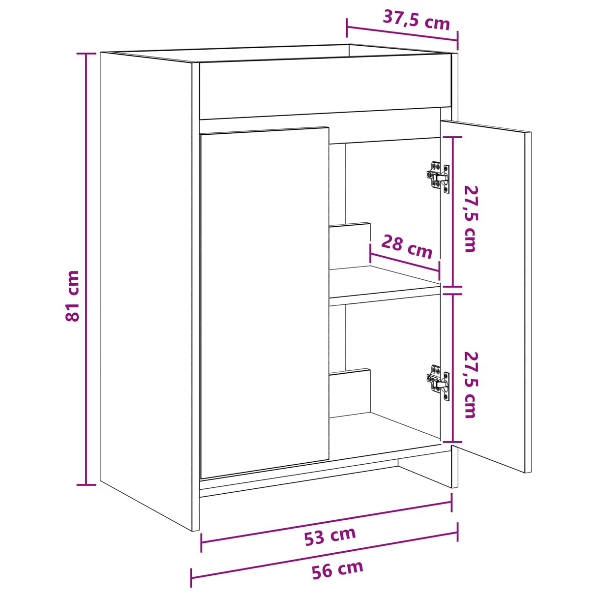 vidaXL Bathroom Under Sink Cabinet White 56 x 37.5 x 81 cm