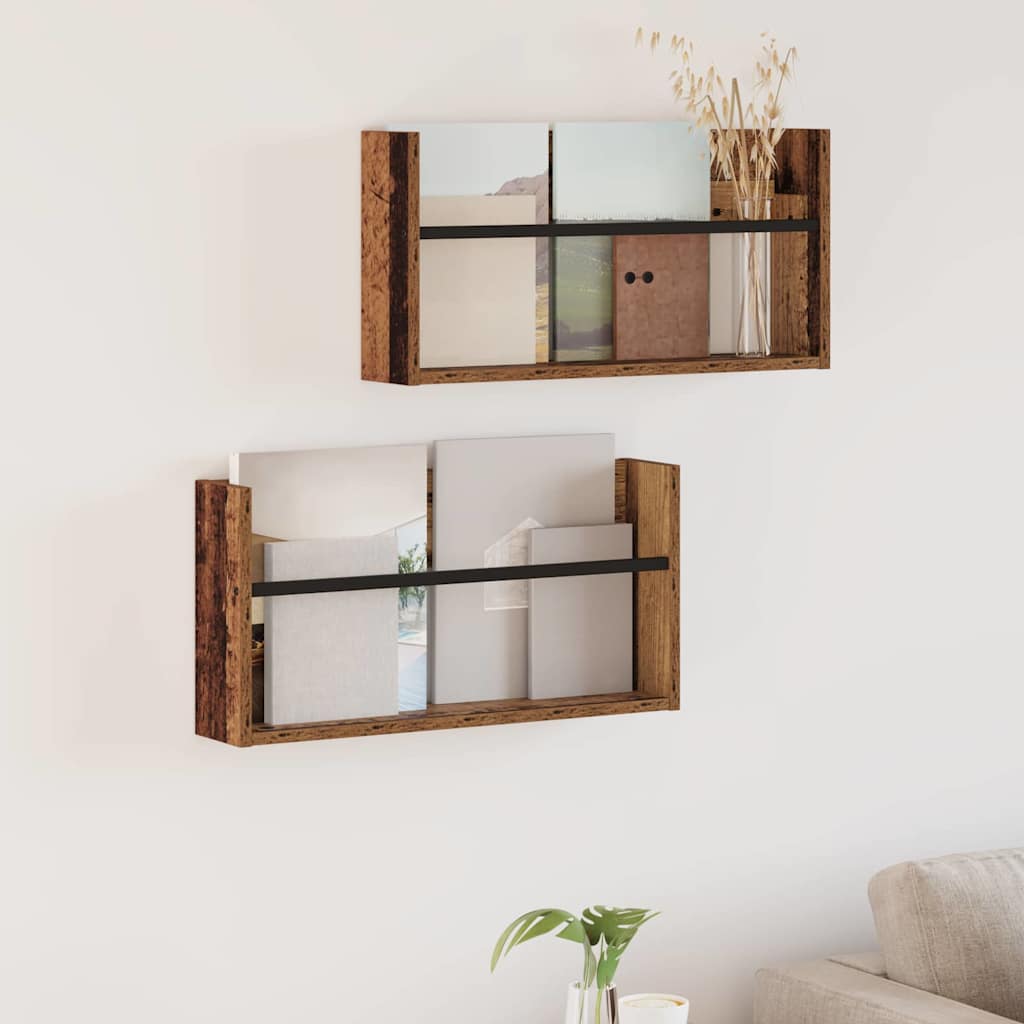 vidaXL Magazine Rack Black Oak 60 x 12 x 30 cm Engineered Wood