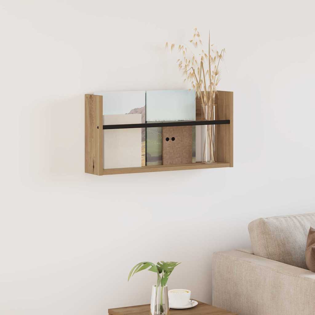 vidaXL Magazine Rack Black Oak 60 x 12 x 30 cm Engineered Wood