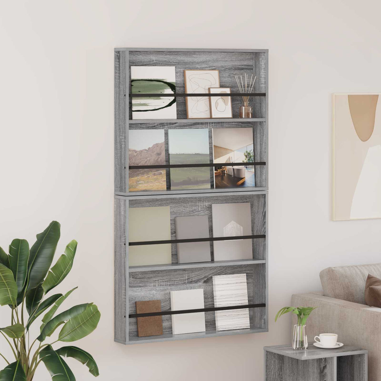 vidaXL Magazine Rack Black Oak 60 x 12 x 70 cm Engineered Wood