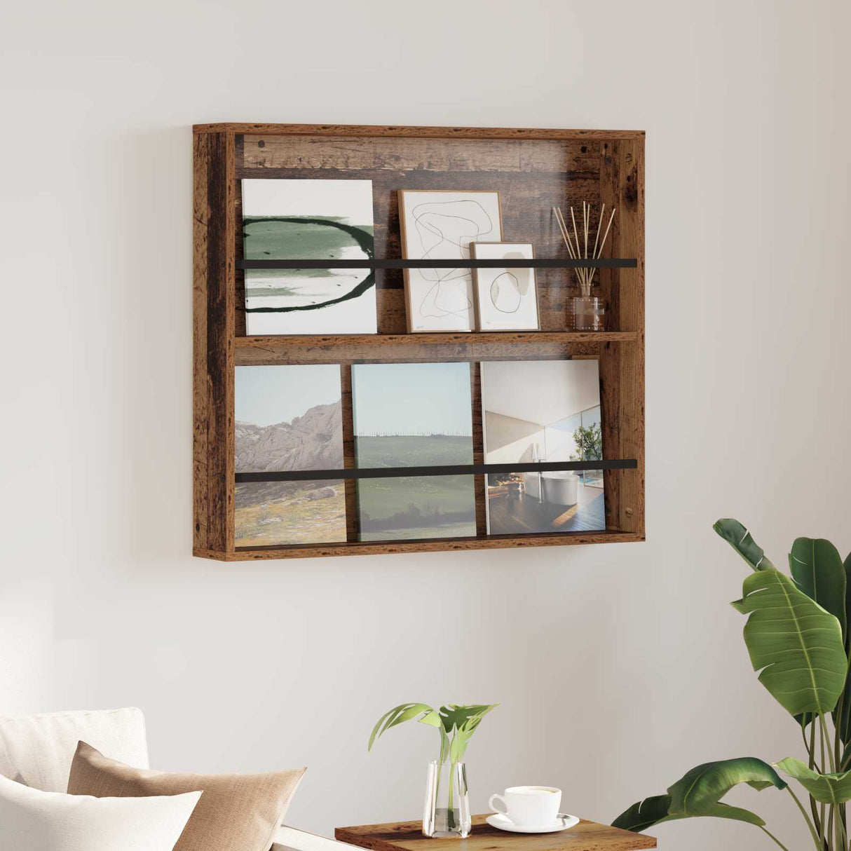 vidaXL Magazine Rack Black Oak 60 x 12 x 70 cm Engineered Wood