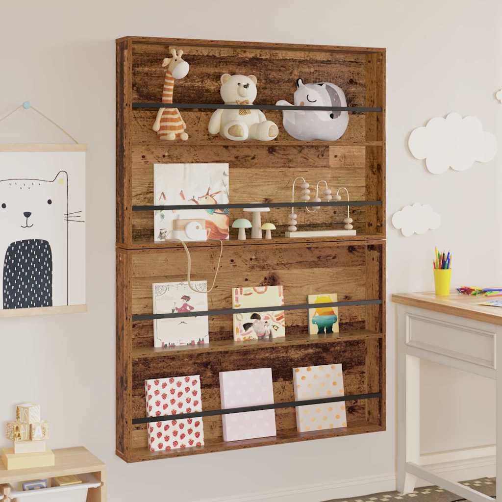 vidaXL Magazine Rack Black Oak 60 x 12 x 70 cm Engineered Wood