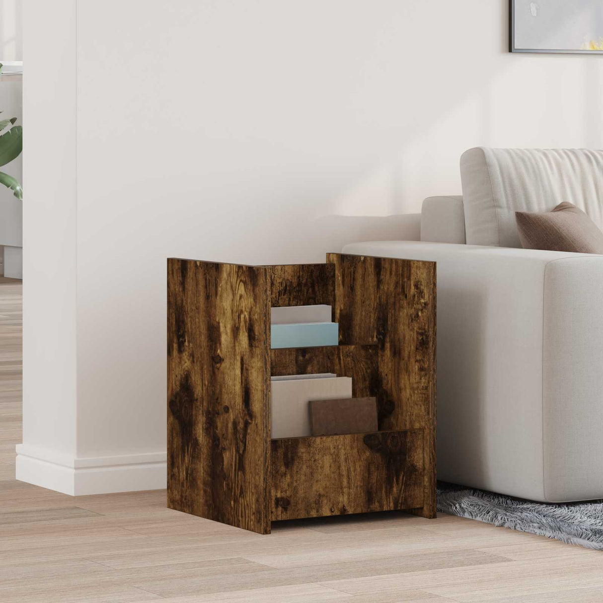 vidaXL Tijdschriftenrek met plank Wit 35 x 35 x 45 cm Bewerkt hout