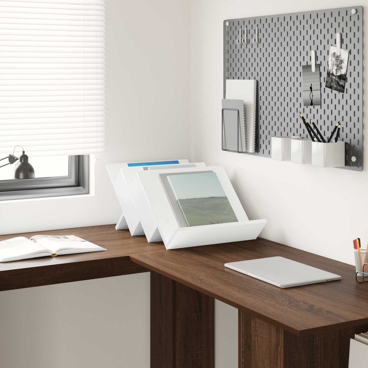vidaXL Tijdschriftenrek met plank Wit 53 x 40 x 28.5 cm Bewerkt hout