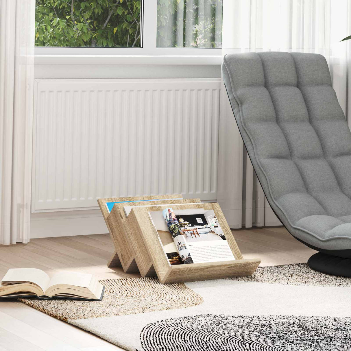 vidaXL Tijdschriftenrek met plank Wit 53 x 40 x 28.5 cm Bewerkt hout