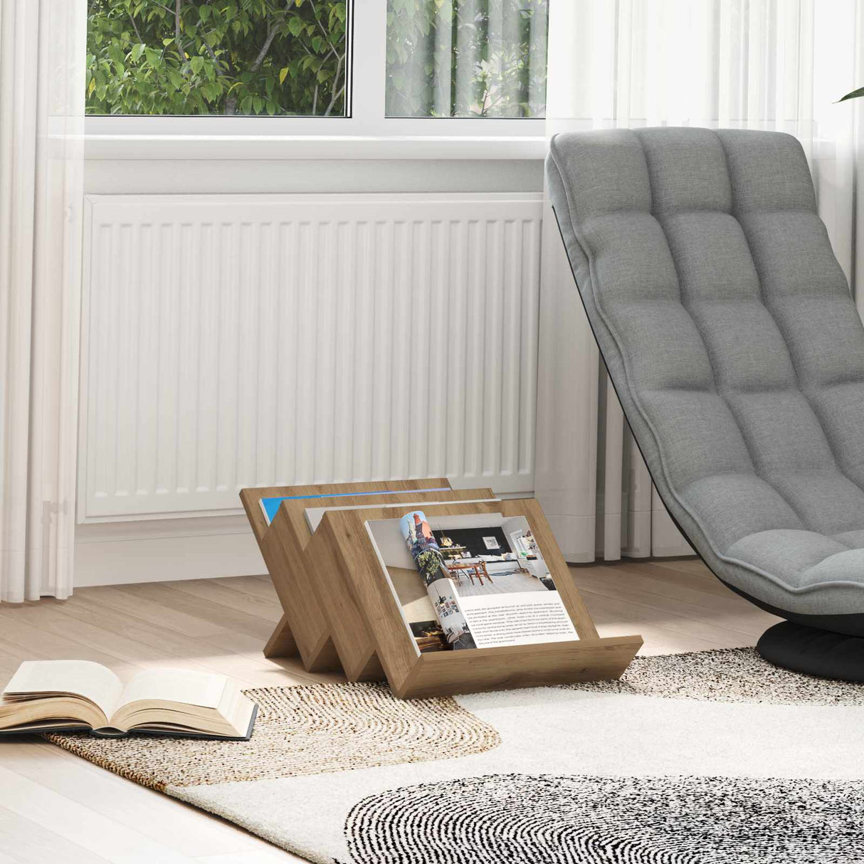 vidaXL Tijdschriftenrek met plank Wit 53 x 40 x 28.5 cm Bewerkt hout