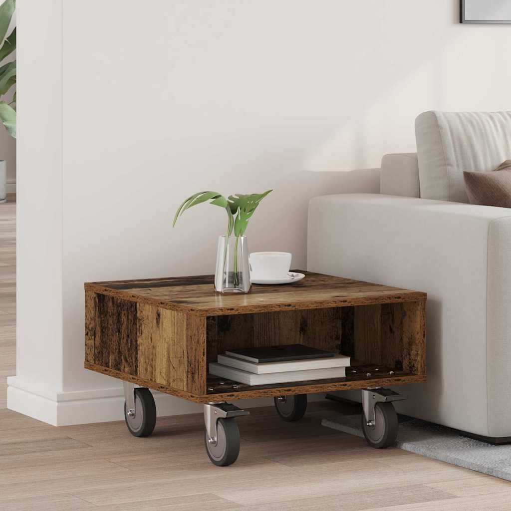 vidaXL Bijzettafel met wielen Wit 90 x 50 x 30 cm Bewerkt hout