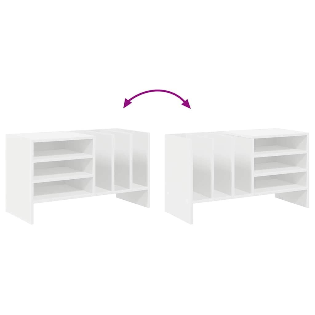 vidaXL Platenkast met plank Wit 78,5 x 35 x 45 cm Bewerkt hout