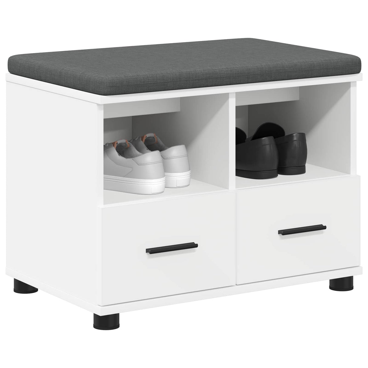 vidaXL Hallenbank Wit 60 x 38 x 46 cm Geengineerd Hout en Stof