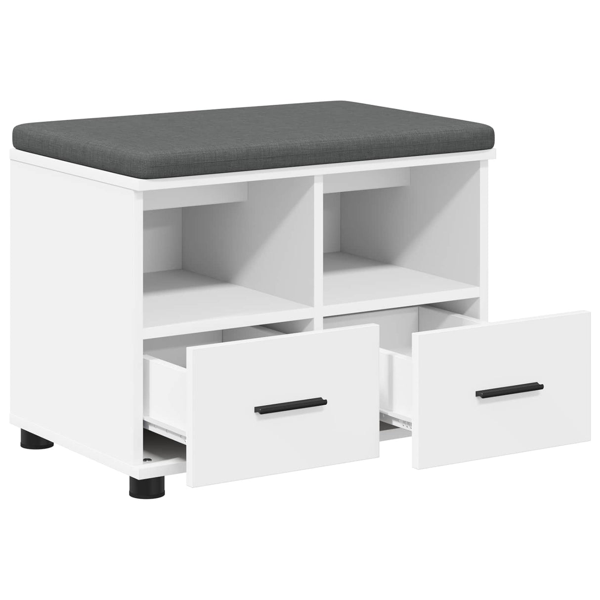vidaXL Hallenbank Wit 60 x 38 x 46 cm Geengineerd Hout en Stof