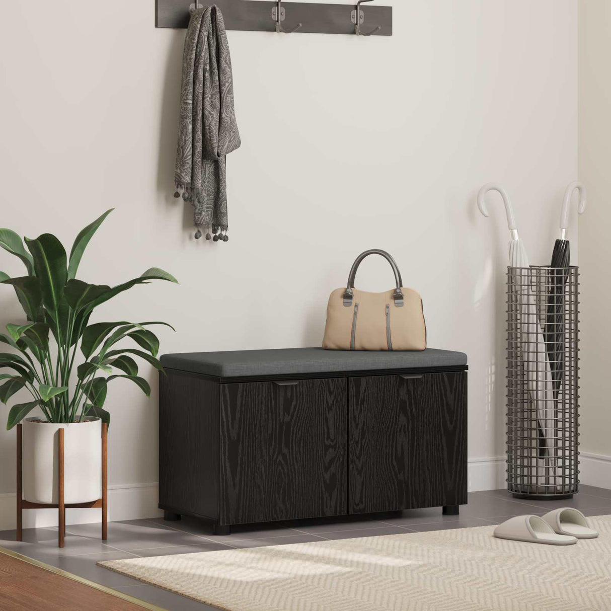 vidaXL Hallenbank Wit 60 x 38 x 46 cm Geengineerd Hout en Stof