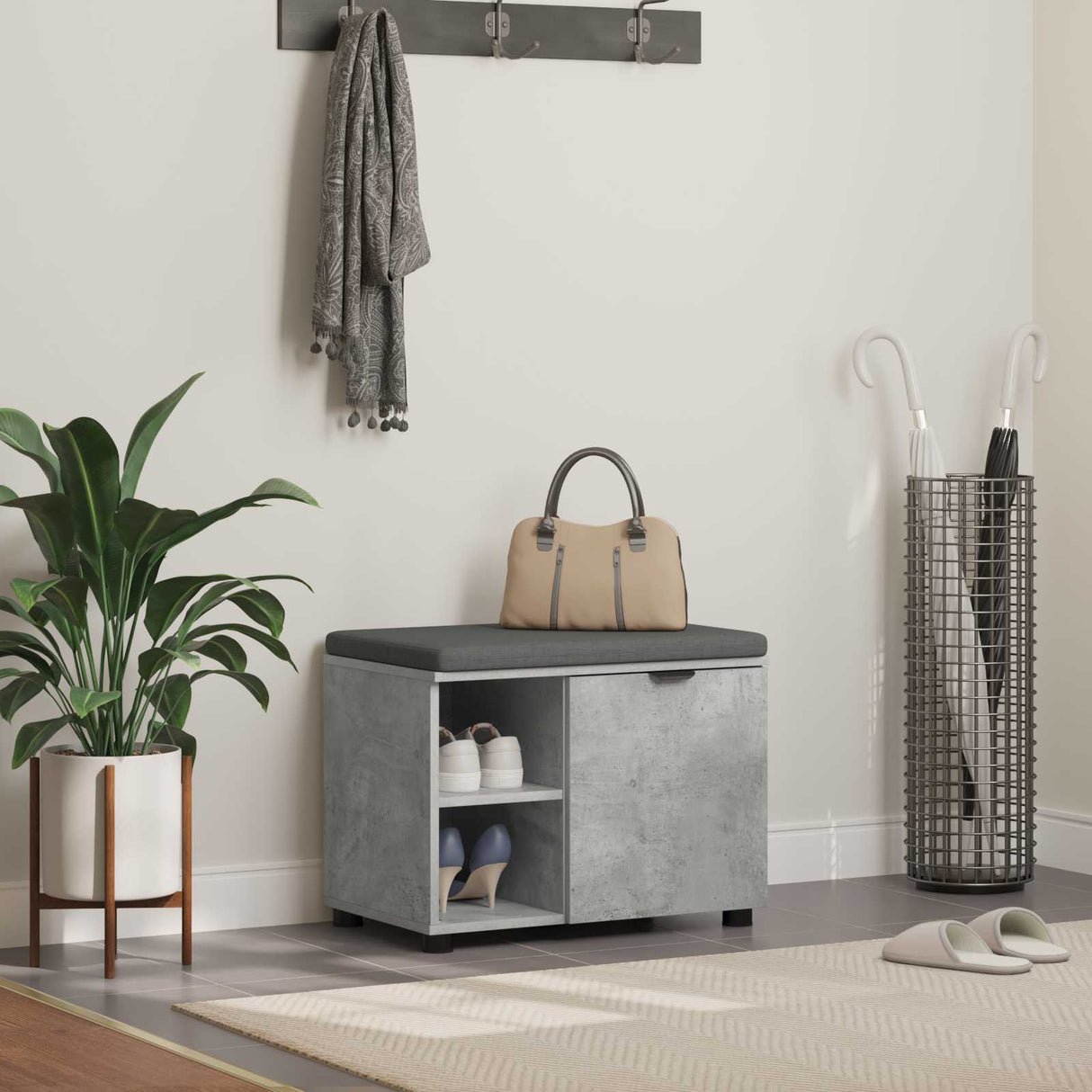 vidaXL Hallenbank Wit 60 x 38 x 46 cm Geengineerd Hout en Stof