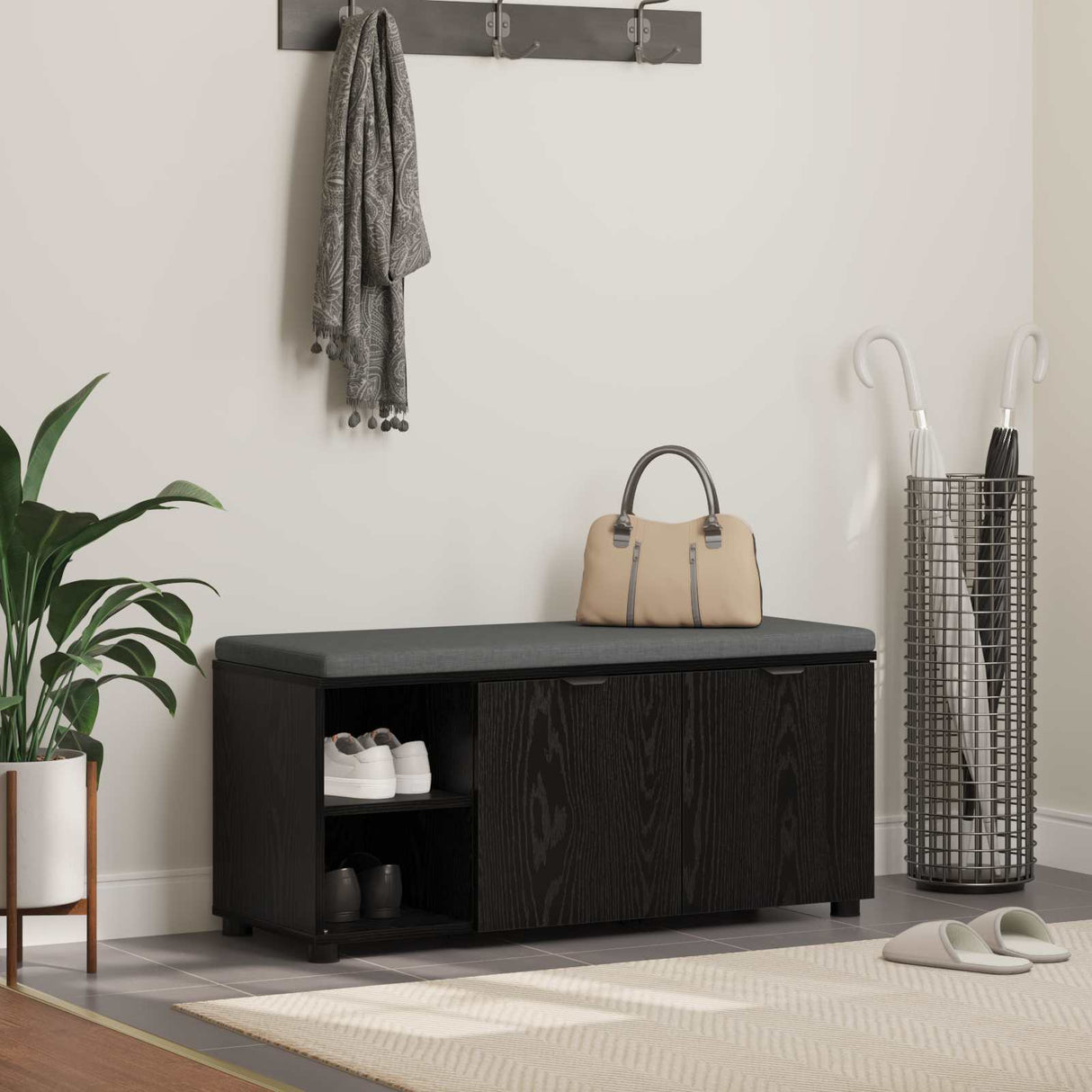 vidaXL Hallenbank Wit 60 x 38 x 46 cm Geengineerd Hout en Stof