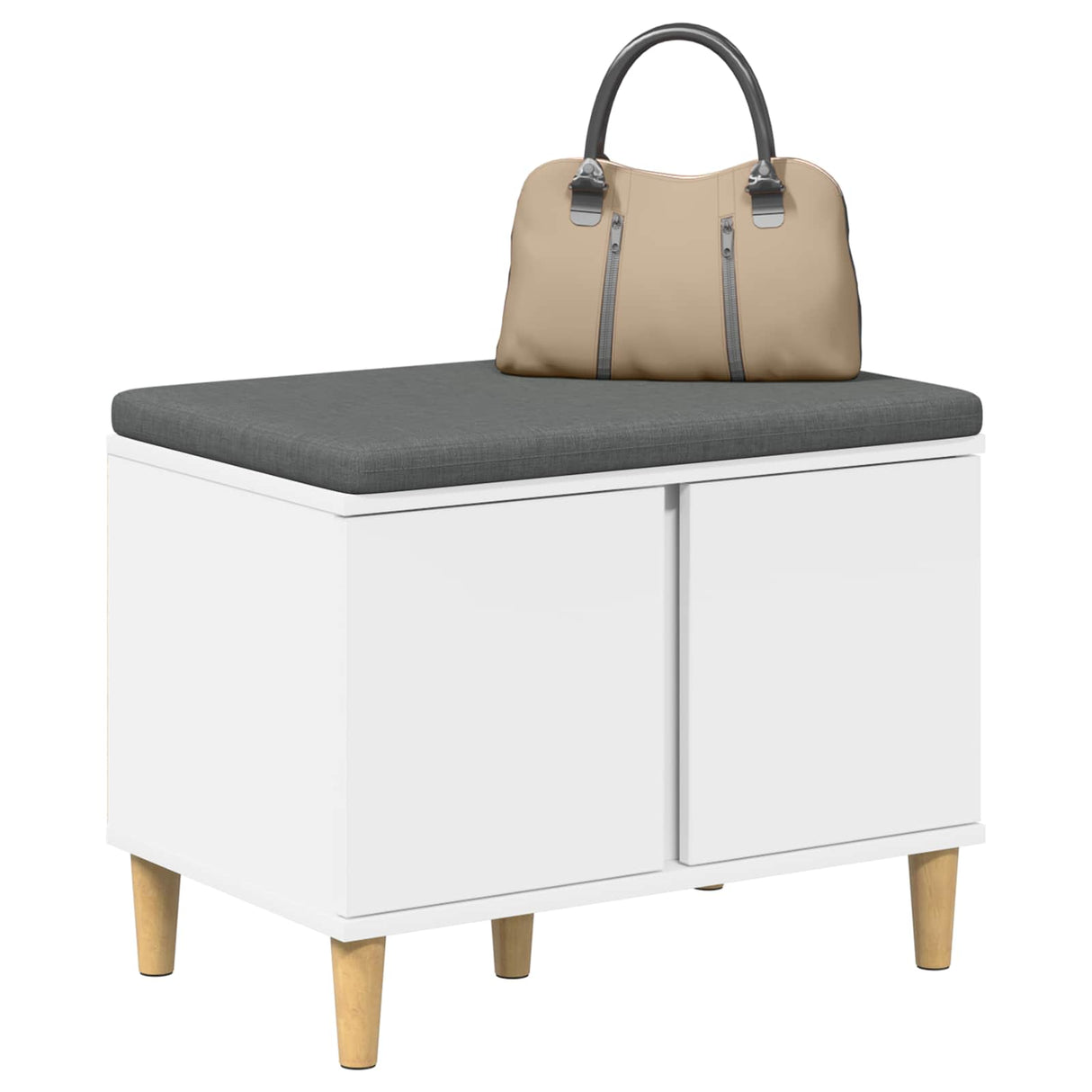 vidaXL Hallway Bench White 60 x 38 x 46 cm Engineered Wood and Fabric