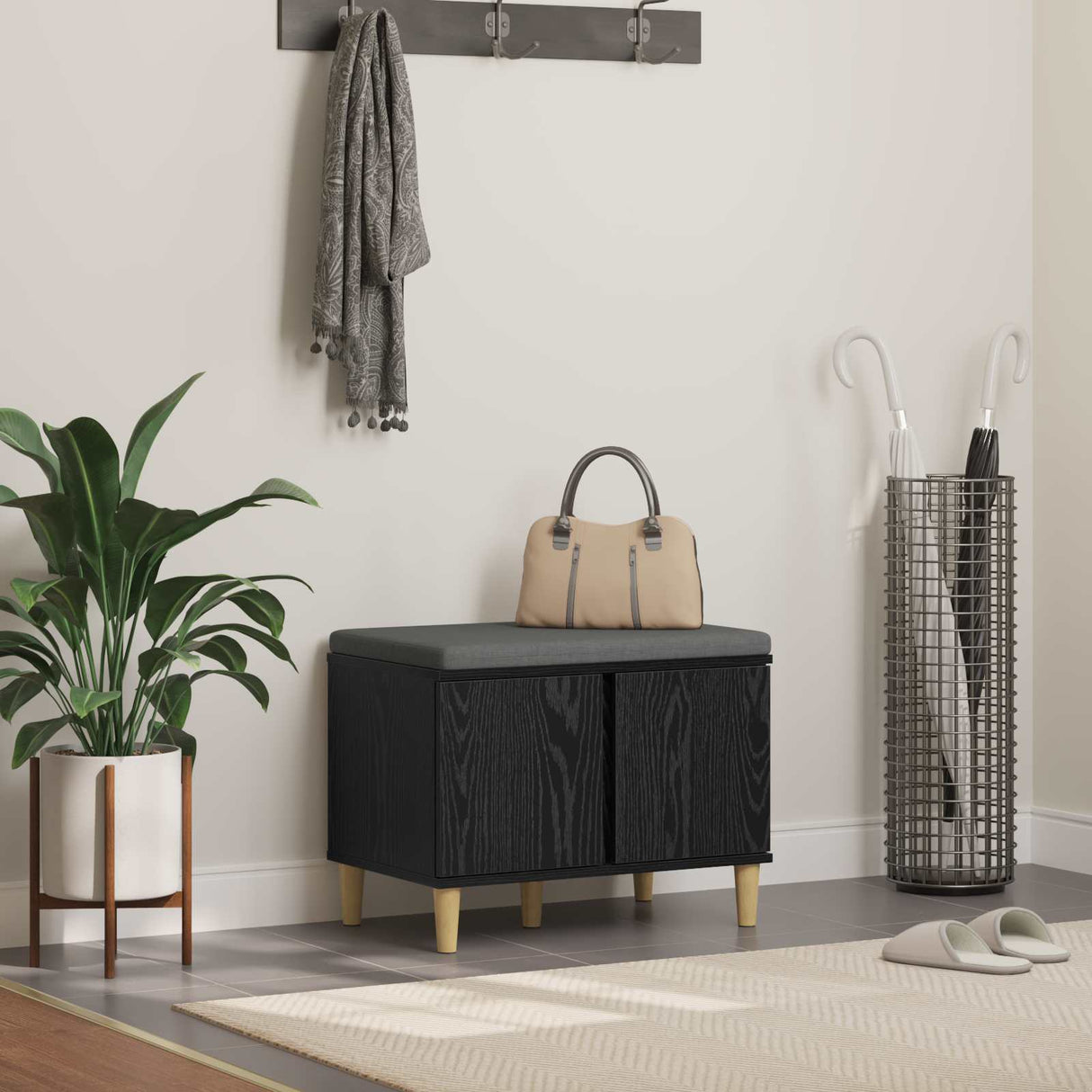 vidaXL Hallway Bench White 60 x 38 x 46 cm Engineered Wood and Fabric