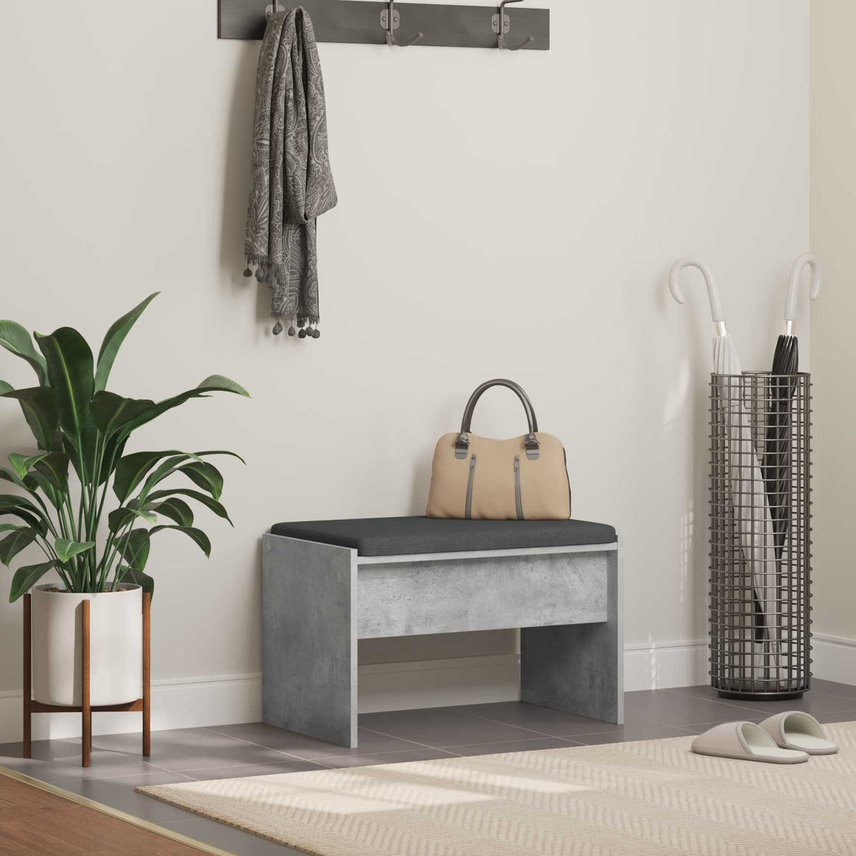 vidaXL Hallway Bench with Cushion White 63 x 38 x 40 cm