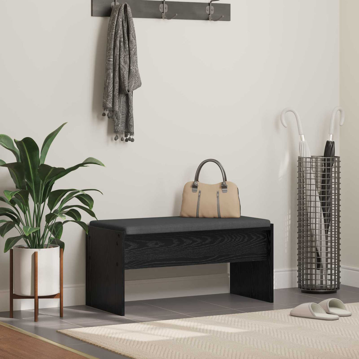 vidaXL Hallway Bench with Cushion White 63 x 38 x 40 cm