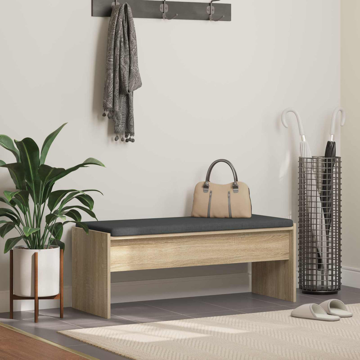 vidaXL Hallway Bench with Cushion White 63 x 38 x 40 cm