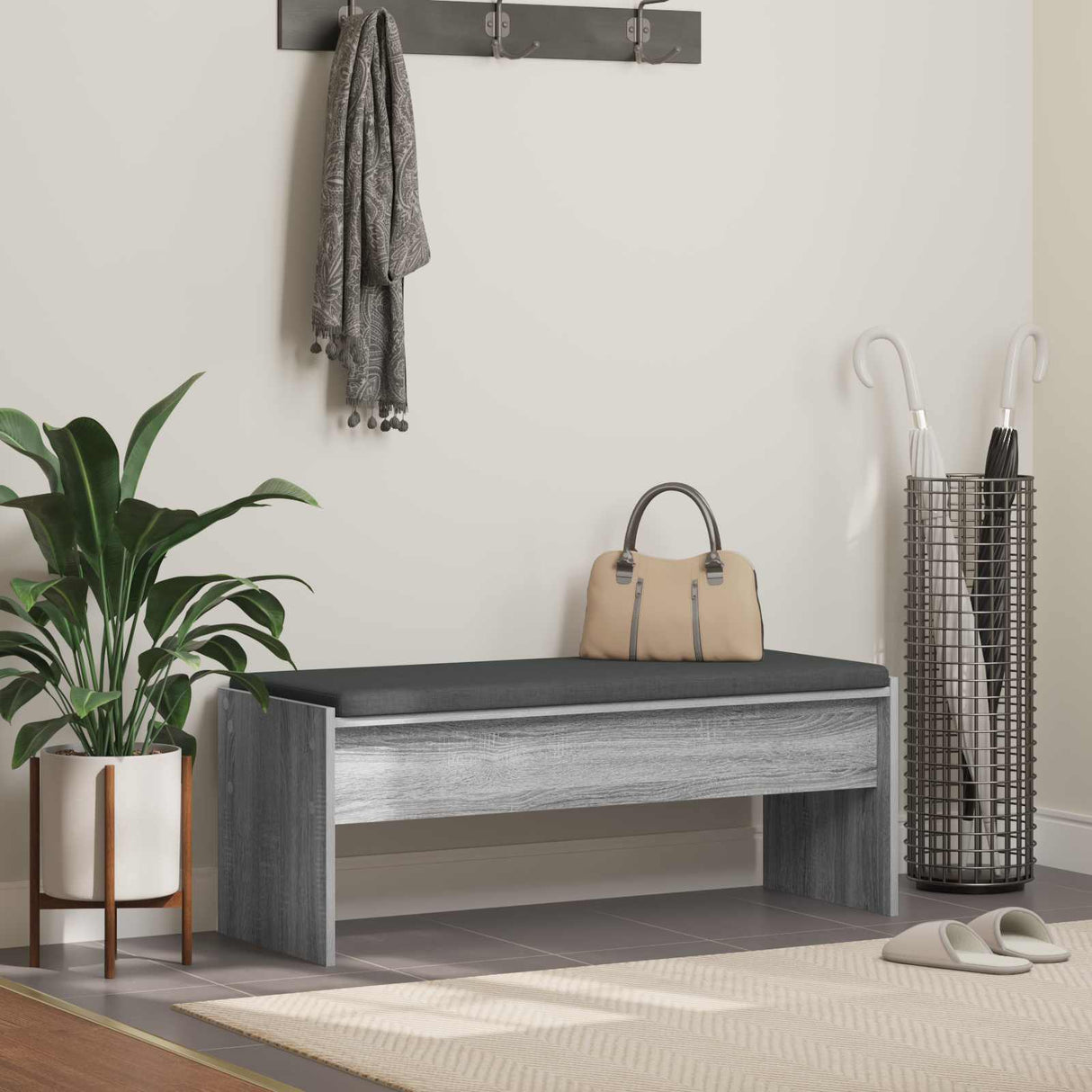 vidaXL Hallway Bench with Cushion White 63 x 38 x 40 cm