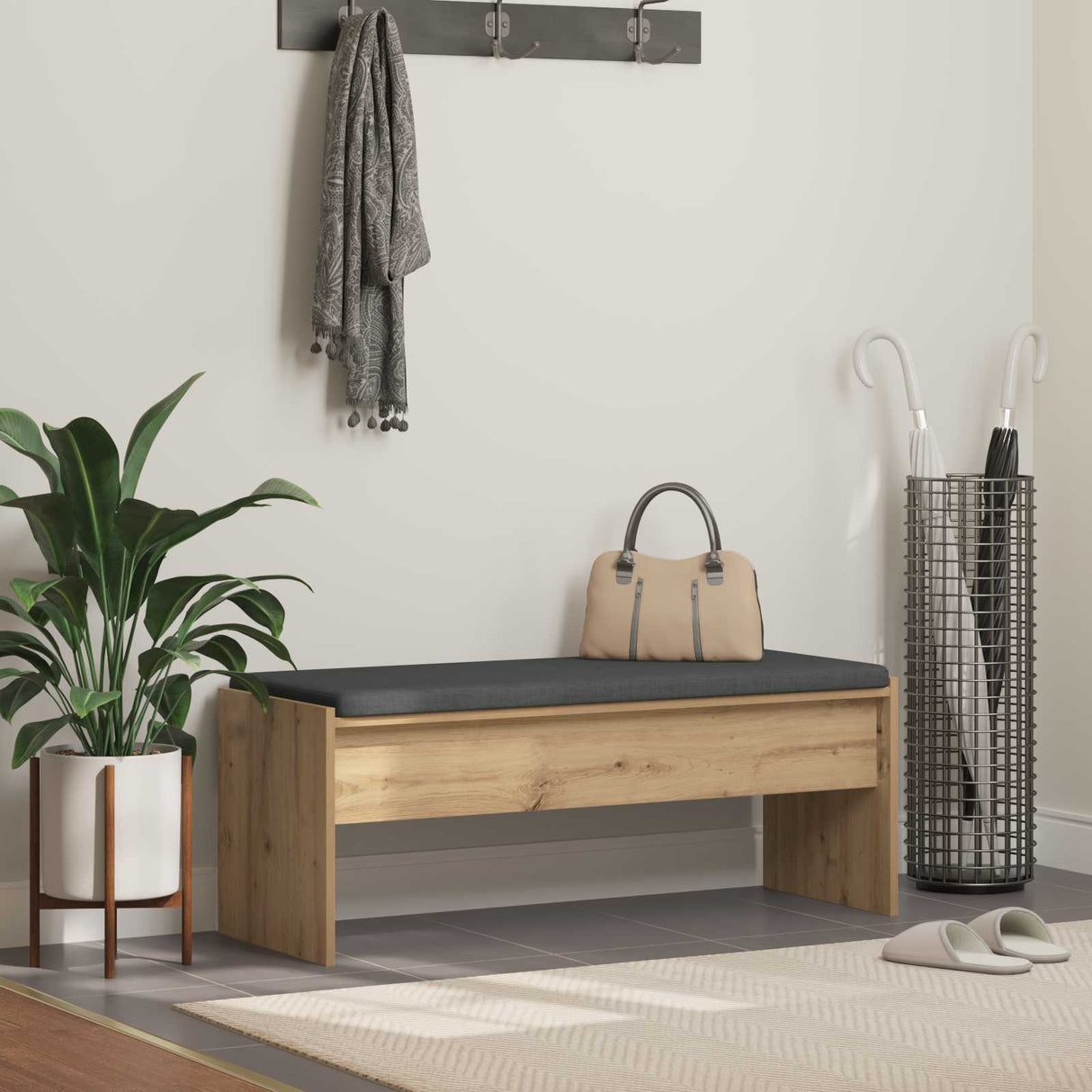 vidaXL Hallway Bench with Cushion White 63 x 38 x 40 cm