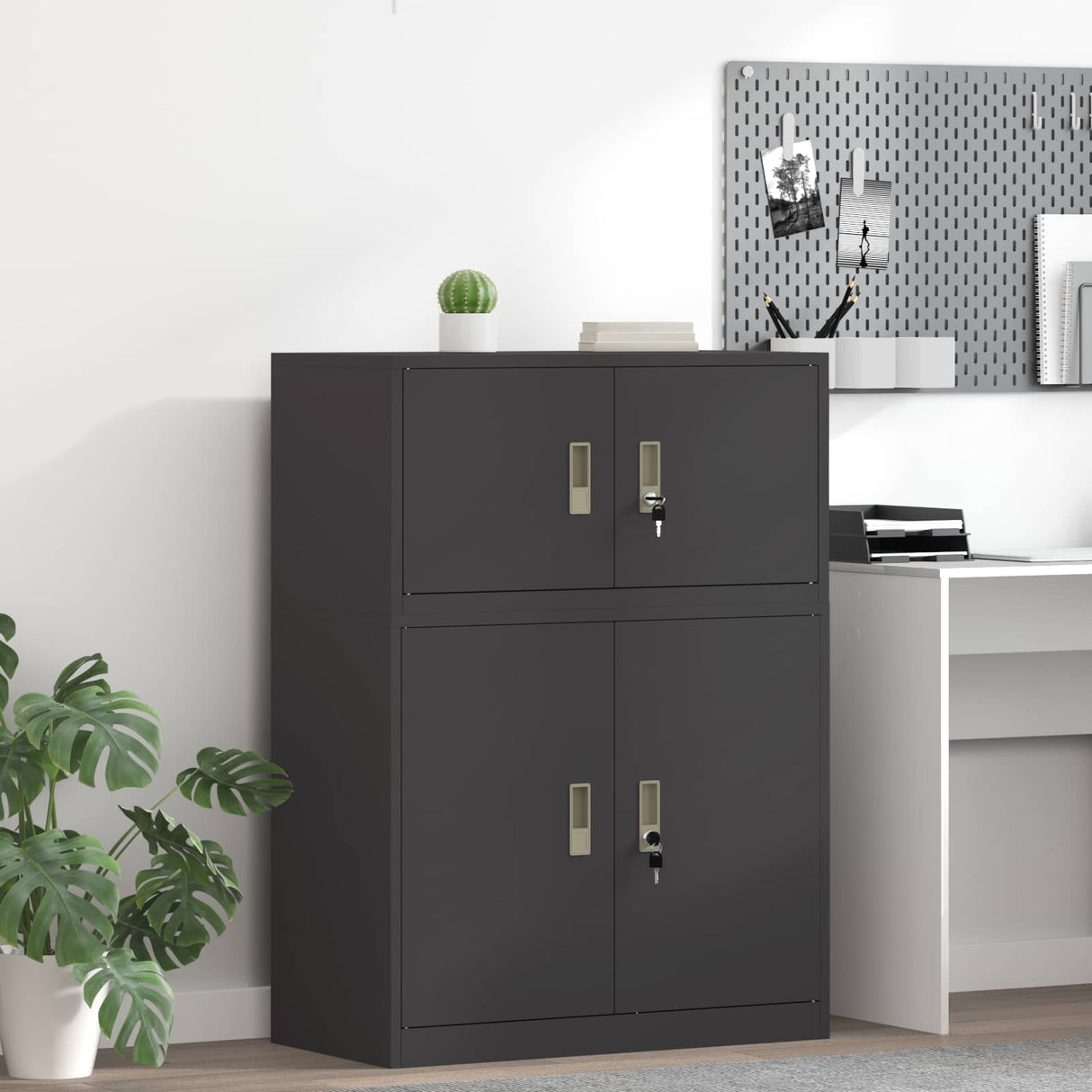 vidaXL Opbergkast Zwart 90 x 40 x 140 cm Staal
