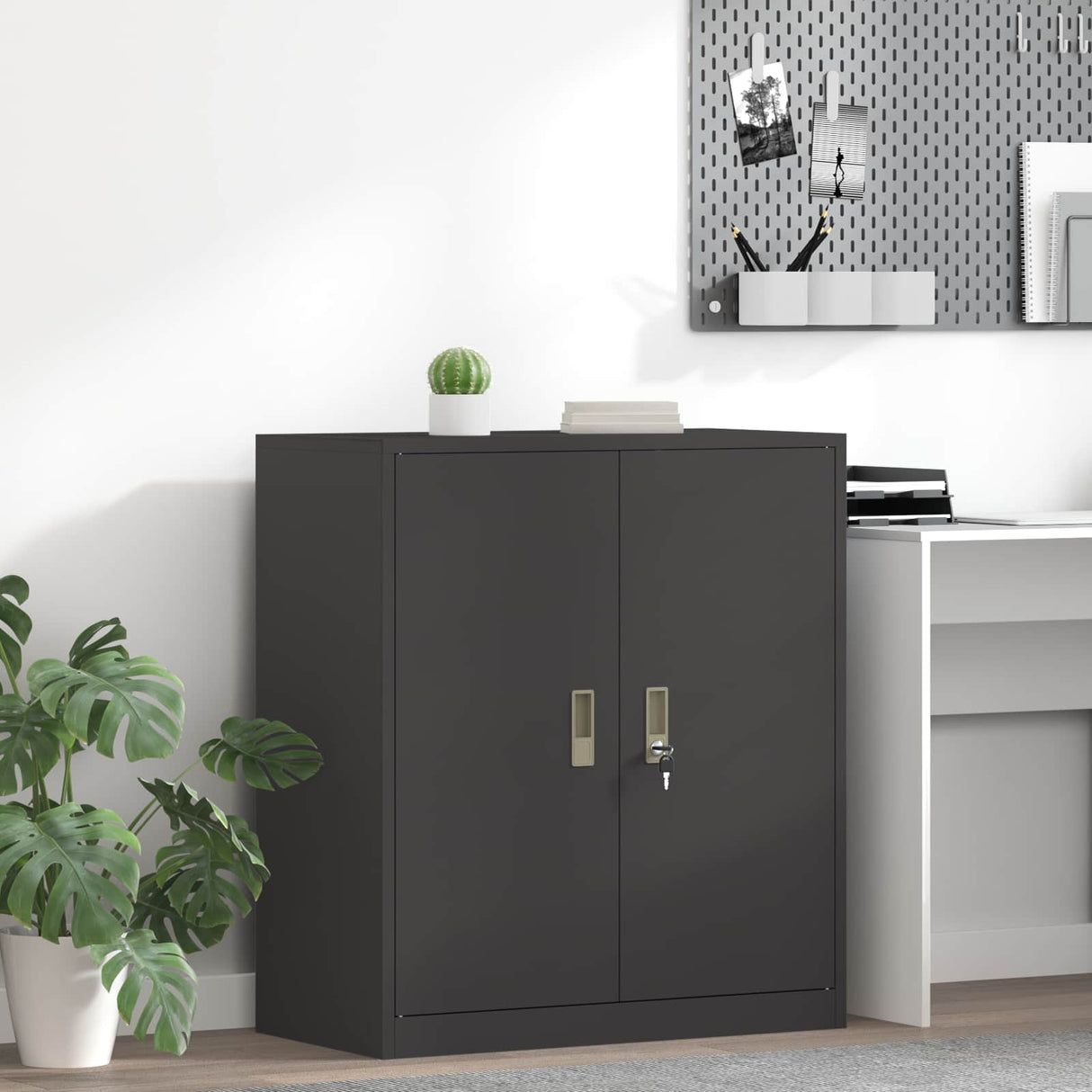 vidaXL Opbergkast Zwart 90 x 40 x 140 cm Staal